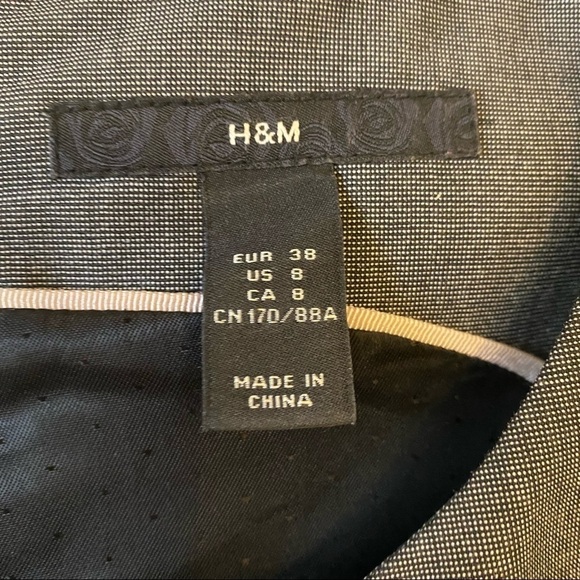 H&M Career Dress Tie Waist Button Detail Gray Sz 8 - Picture 3 of 11